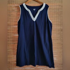 Land's End Cotton Jersey Sleeveless Swim Cover-up Dress, Navy Blue Women's XXL